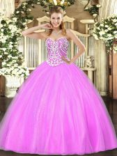 Cute Floor Length Ball Gowns Sleeveless Lilac Vestidos de Quinceanera Lace Up
