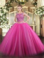  Sleeveless Lace Up Floor Length Beading Sweet 16 Dress