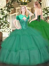  Floor Length Turquoise 15th Birthday Dress Sweetheart Sleeveless Lace Up