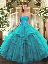 Gorgeous Sleeveless Beading and Ruffles Lace Up Vestidos de Quinceanera