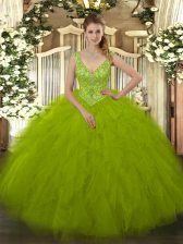  Floor Length Ball Gowns Sleeveless Olive Green Ball Gown Prom Dress Zipper
