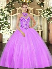  Floor Length Ball Gowns Sleeveless Lilac Quinceanera Dresses Lace Up