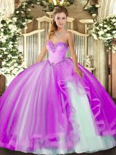 Lilac Sweetheart Neckline Beading and Ruffles Vestidos de Quinceanera Sleeveless Lace Up