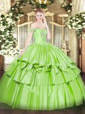 Enchanting Lace Up Ball Gown Prom Dress Beading and Ruffled Layers Sleeveless Floor Length