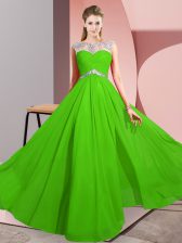 Pretty Beading Prom Evening Gown Green Clasp Handle Sleeveless Floor Length