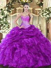 Popular Sleeveless Beading and Ruffles and Pick Ups Lace Up Sweet 16 Dress