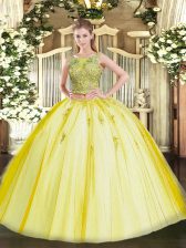 Adorable Sleeveless Lace Up Floor Length Beading and Appliques Sweet 16 Quinceanera Dress