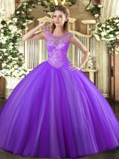 Fashion Sleeveless Lace Up Floor Length Beading Quinceanera Gown