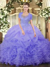 Simple Floor Length Ball Gowns Sleeveless Lavender Quinceanera Gown Clasp Handle