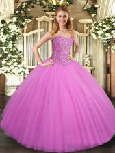  Tulle Sleeveless Floor Length 15 Quinceanera Dress and Beading