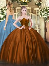 Smart Sleeveless Organza Floor Length Zipper Quinceanera Dress in Brown with Ruching