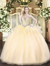 Discount Sleeveless Lace Up Floor Length Beading Quinceanera Gown