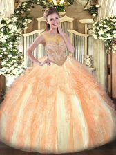 Luxurious Floor Length Multi-color Quinceanera Gowns Scoop Sleeveless Lace Up