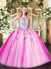  Lilac Scoop Zipper Beading and Appliques Quinceanera Gown Sleeveless