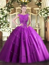  Tulle Sleeveless Floor Length Quinceanera Gowns and Beading and Appliques