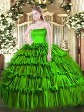 Hot Selling Sleeveless Ruffled Layers Floor Length Quinceanera Dress