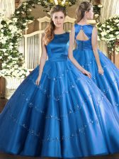  Tulle Sleeveless Floor Length Quinceanera Gowns and Appliques