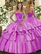  Sleeveless Lace Up Floor Length Beading and Ruffled Layers Sweet 16 Quinceanera Dress