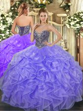 Custom Made Sleeveless Lace Up Floor Length Beading and Ruffles Sweet 16 Dresses