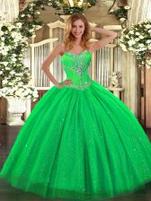  Ball Gowns Ball Gown Prom Dress Green Sweetheart Tulle and Sequined Sleeveless Floor Length Lace Up