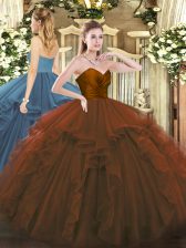 Colorful Brown Sleeveless Floor Length Ruffles Zipper Quinceanera Dress