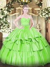  Sleeveless Organza Zipper 15 Quinceanera Dress for Military Ball and Sweet 16 and Quinceanera