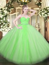 High Class Ball Gown Prom Dress Military Ball and Sweet 16 and Quinceanera with Beading and Lace Sweetheart Sleeveless Zipper