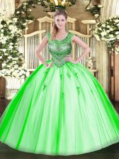 Captivating Floor Length Lace Up Quinceanera Gowns for Sweet 16 and Quinceanera with Beading