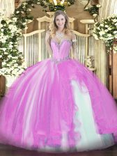  Floor Length Lilac Sweet 16 Quinceanera Dress Sweetheart Sleeveless Lace Up