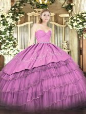 Simple Ball Gowns Sweet 16 Dresses Fuchsia Sweetheart Organza and Taffeta Sleeveless Floor Length Zipper