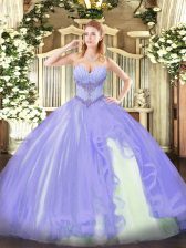 Modern Sweetheart Sleeveless Lace Up Sweet 16 Quinceanera Dress Lavender Tulle