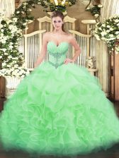 Flare Sleeveless Floor Length Beading and Ruffles and Pick Ups Lace Up 15 Quinceanera Dress