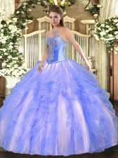  Floor Length Blue Quinceanera Gowns Sweetheart Sleeveless Lace Up