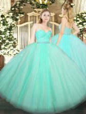 Hot Selling Apple Green Sleeveless Beading and Lace Floor Length 15 Quinceanera Dress