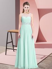  Floor Length Empire Sleeveless Apple Green Homecoming Dress Lace Up