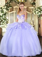 Free and Easy Ball Gowns Quinceanera Dress Lavender Sweetheart Organza Sleeveless Floor Length Lace Up