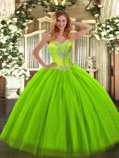  Ball Gowns Quinceanera Gown Sweetheart Tulle and Sequined Sleeveless Floor Length Lace Up