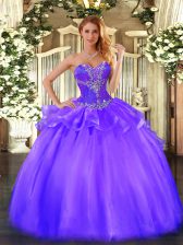 Graceful Purple Sweetheart Lace Up Beading Ball Gown Prom Dress Sleeveless