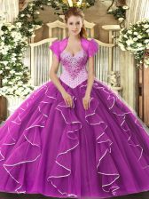 New Arrival Sweetheart Sleeveless Tulle Sweet 16 Dress Beading Lace Up