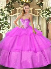  Floor Length Ball Gowns Sleeveless Lilac 15 Quinceanera Dress Lace Up