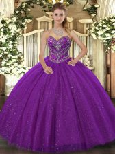 Super Purple Sweetheart Lace Up Beading Quinceanera Gown Sleeveless