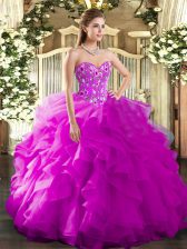 On Sale Sleeveless Lace Up Floor Length Embroidery and Ruffles Quinceanera Dresses