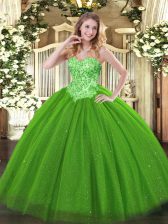 Customized Green Sweetheart Neckline Appliques Vestidos de Quinceanera Sleeveless Lace Up