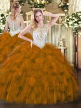  Tulle Sleeveless Floor Length Sweet 16 Dresses and Beading and Ruffles