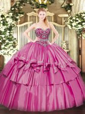 Attractive Floor Length Pink Vestidos de Quinceanera Sweetheart Sleeveless Lace Up