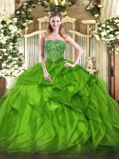 Most Popular Sleeveless Lace Up Floor Length Beading and Ruffles Quinceanera Gown
