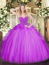  Floor Length Ball Gowns Sleeveless Lavender Quinceanera Gown Lace Up