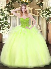  Ball Gowns Sweet 16 Quinceanera Dress Yellow Green Sweetheart Organza Sleeveless Floor Length Lace Up