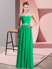  Green Sleeveless Floor Length Beading Clasp Handle Prom Gown