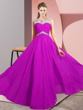  Fuchsia Clasp Handle Scoop Beading Prom Dress Chiffon Sleeveless